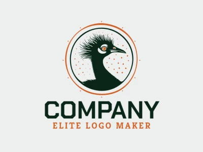 Crear su propio logotipo en forma de un avestruz con un estilo circular y colores naranja y negro.