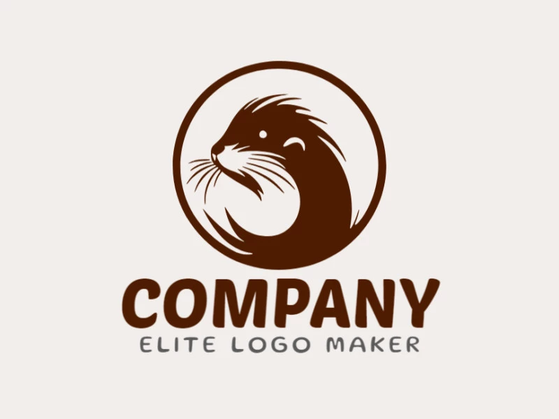 Un logotipo profesional en forma de nutria con un estilo mascota, el color utilizado fue marrón oscuro.