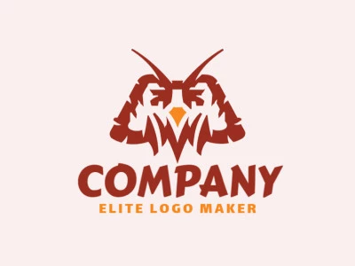 Cree un logotipo vectorial para su empresa en forma de un búho con un estilo abstracto, los colores utilizados son marrón y naranja.