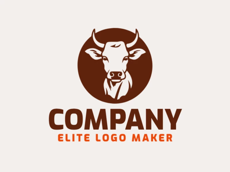 Crear su propio logotipo en forma de un buey con un estilo abstracto y el color marrón oscuro.