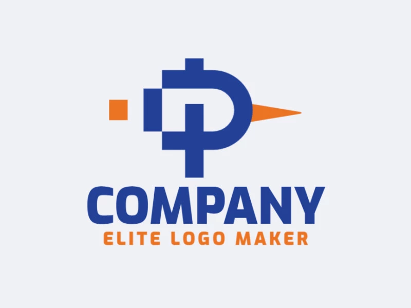 Logotipo simple compuesto de formas abstractas, que forman una letra "P" combinado con un pájaro, en colores azul y naranja.