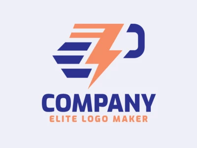 Logotipo minimalista con formas sólidas que forman una letra "P" combinado con un rayo, con un diseño refinado y colores azul y naranja.