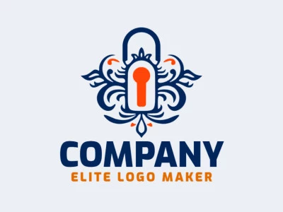 Cree un logotipo memorable para su negocio en forma de un candado con un estilo ornamentales y un diseño creativo.