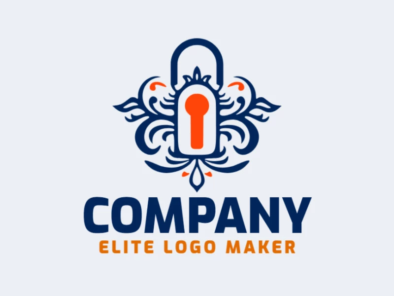 Cree un logotipo memorable para su negocio en forma de un candado con un estilo ornamentales y un diseño creativo.