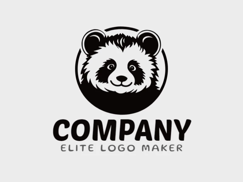 Crea un logotipo vectorizado que presente un diseño contemporáneo de un oso panda y estilo ilustrativo, con un toque de sofisticación y color negro.