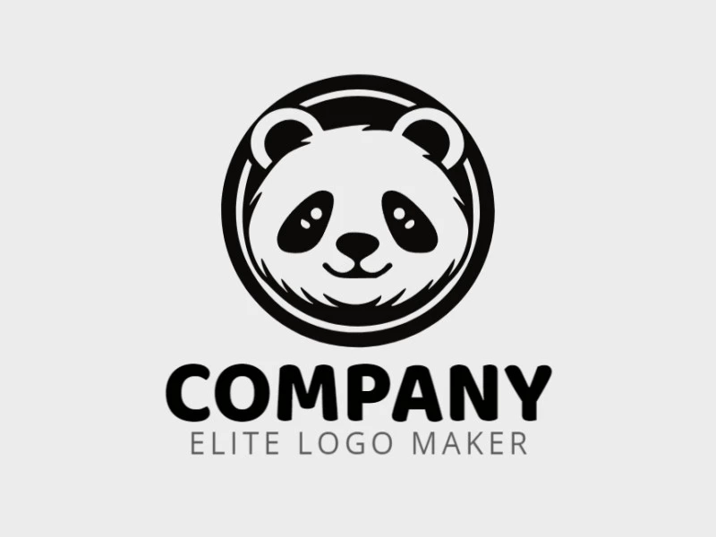 Una imagen pictórica de un oso panda en negro intenso, ideal para un logotipo memorable e icónico.