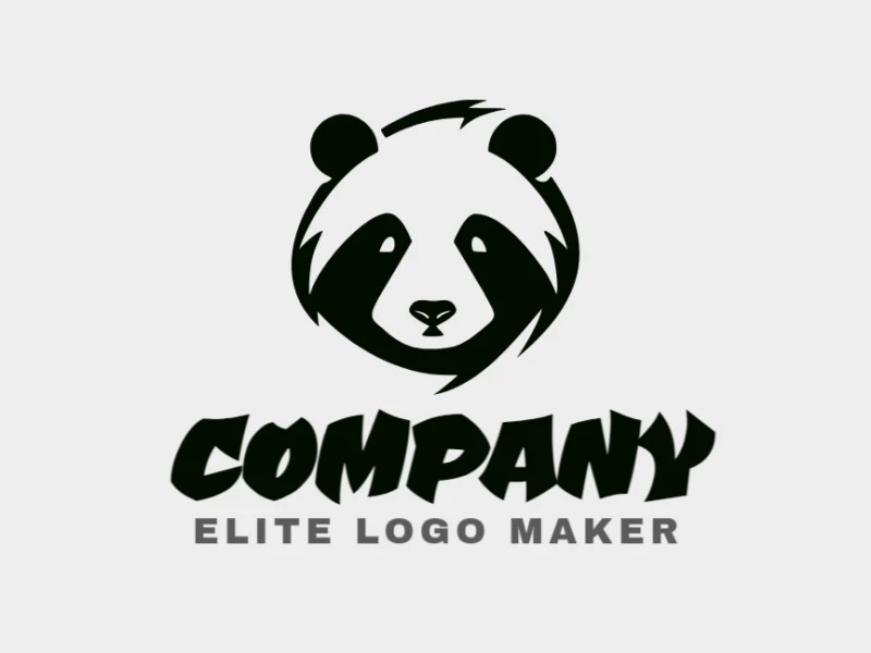 Logotipo mascota creado con formas abstractas que forman un oso panda con el color negro.