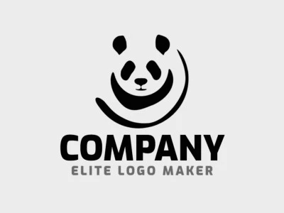 Un logotipo minimalista de Panda con colores negros: una silueta simple que transmite un ambiente amable y gentil.