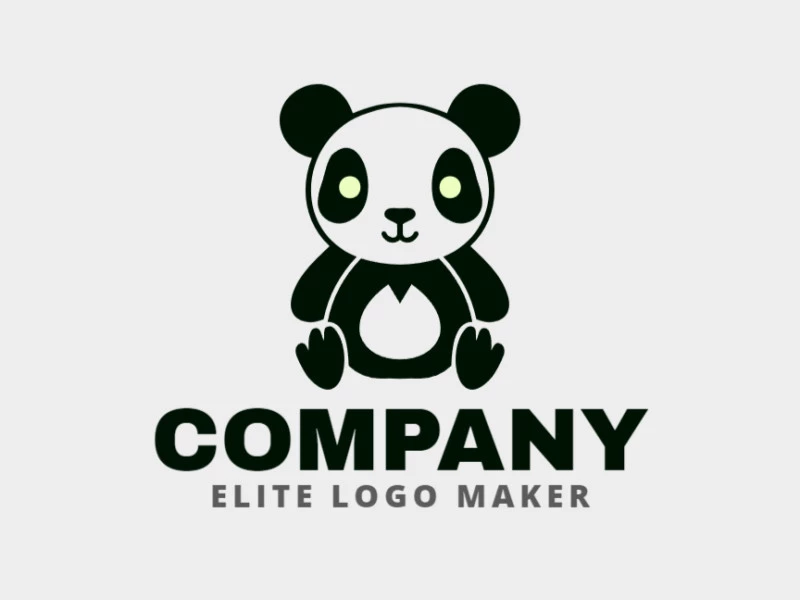 Un logotipo de mascota juguetón con un oso panda en verde y negro, perfecto para representar armonía y fuerza.