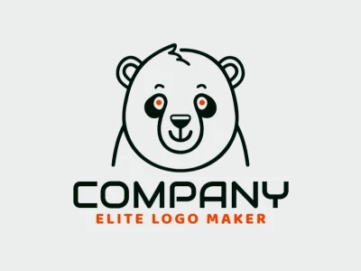 Un logo vectorial original y sutil con un oso panda en estilo monoline con colores naranja y negro.