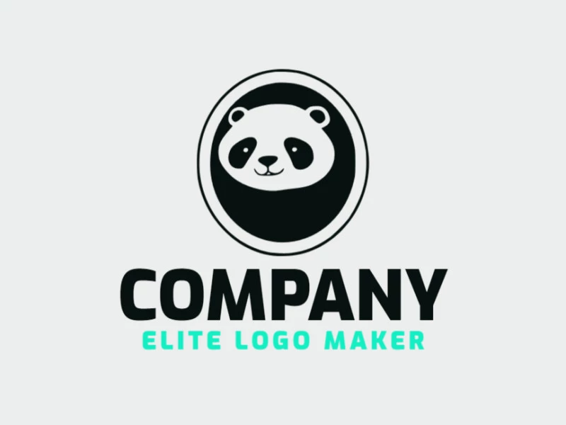 Logotipo profesional en forma de un oso panda con un estilo circular, el color utilizado fue el negro.