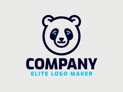 Un logotipo infantil que presenta la cabeza de un oso panda, encantadoramente diseñado con tonos de azul, negro y beige para un aspecto juguetón y entrañable.