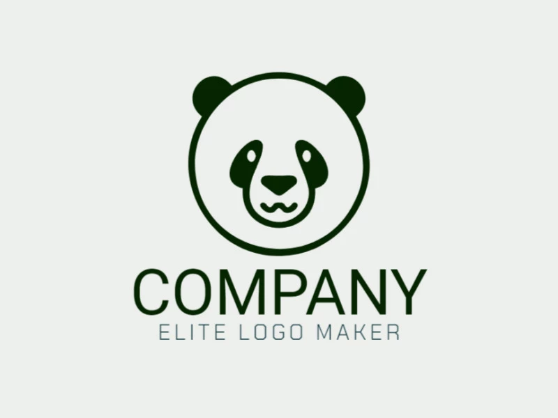 Un elegante y creativo modelo de logo vectorial minimalista que presenta la cabeza de un oso panda en negro, perfecto para una marca elegante.