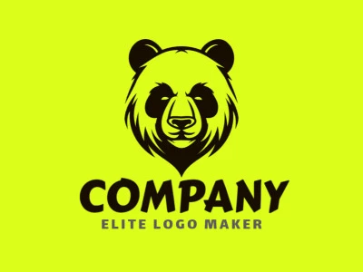 Un logo personalizable de cabeza de oso panda abstracto, diseñado en negro, perfecto para una identidad de marca llamativa y única.