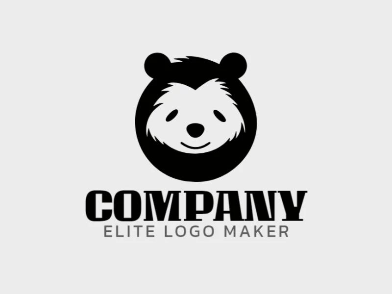 Crear un logotipo para su empresa en forma de una cabeza de oso panda con estilo simple y color negro.