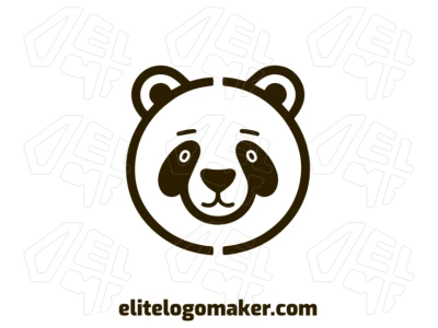 Un logo minimalista de negocios con el diseño de una cabeza de oso panda, ideal para una apariencia elegante y profesional.