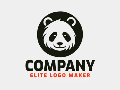 Logotipo creativo en forma de una cabeza de oso panda con un diseño memorable y un estilo circular, el color utilizado es el negro.