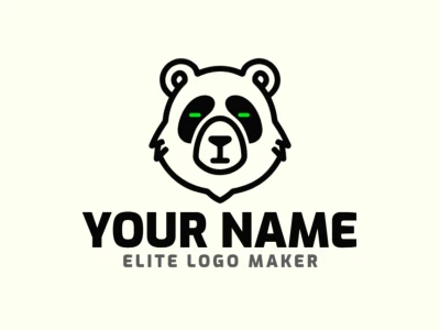 Un logotipo vectorial excelente y económico con la cabeza de un panda minimalista y un ojo verde distintivo, creando un diseño simple y memorable.