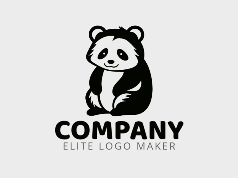 Un logotipo de mascota encantador que muestra a un panda sentado en el clásico color negro, irradiando ternura y encanto.