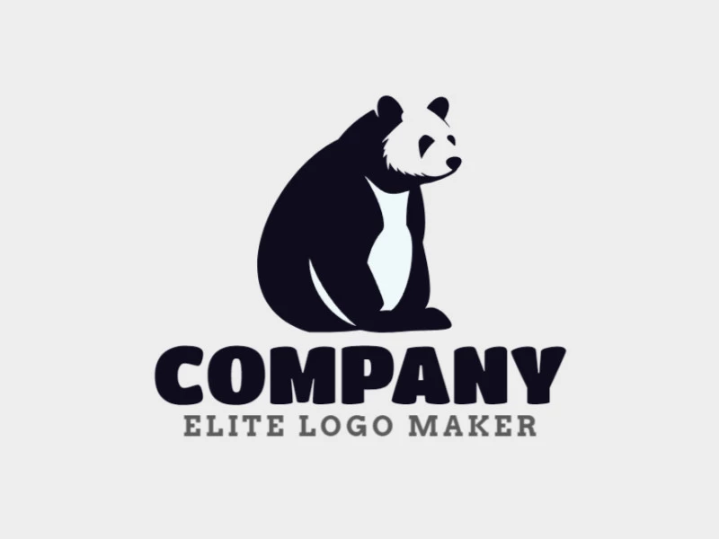 Un logotipo de mascota carismático con un panda sentado, encarnando la alegría y el encanto en el clásico negro.