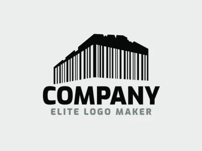 Logotipo personalizable compuesto de formas sólidas y estilo abstracto formando un Partenón combinado con un codigo de barra con el color negro.