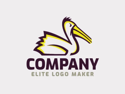 Logotipo en forma de un pelícano con diseño abstracto y colores negro y amarillo.