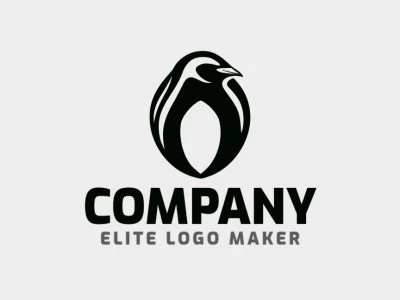 Un icono minimalista de pingüino en elegante negro para un logotipo limpio y moderno.