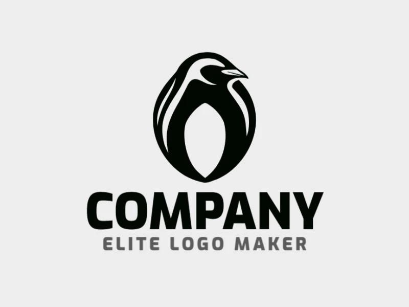 Un icono minimalista de pingüino en elegante negro para un logotipo limpio y moderno.