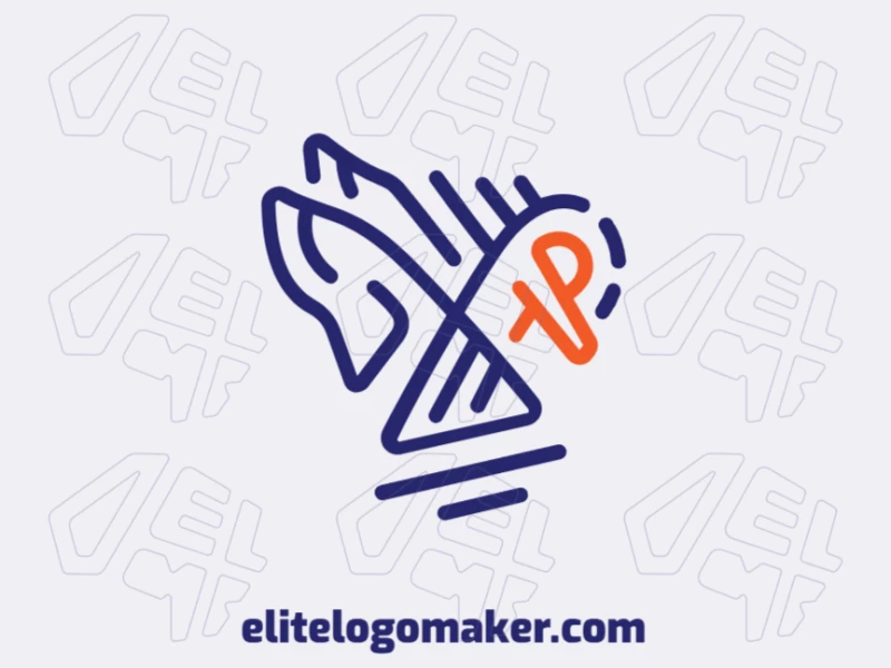 Paloma Creador De Logotipos Personalizados Logotipo en forma de una paloma con diseño multiples lineas y colores azul y naranja.