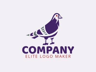 Logotipo personalizable en forma de una paloma compuesto por un estilo abstracto y colores violeta y rojo.