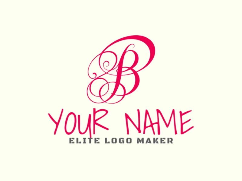 Un logotipo vectorial elegante y editable con la letra 'B' en rosa cursiva como diseño de letra inicial.