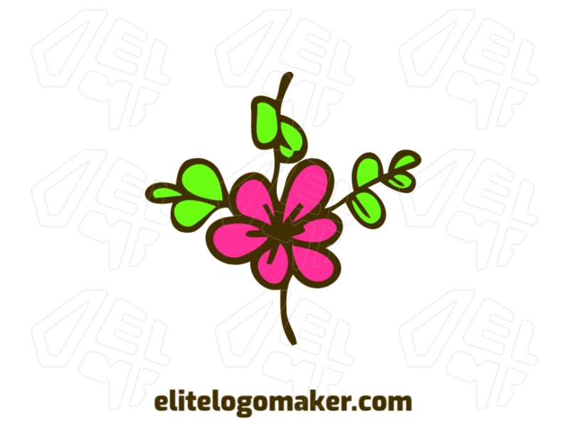 Logotipo notable y artesanal con una flor rosa y ramas de árbol, diseñado con detalles delicados y formas orgánicas para una identidad visual única y llamativa.