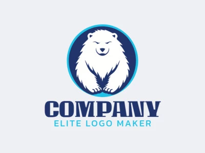 Un logotipo simétrico en forma de oso polar azul y blanco, diseñado para mostrar la belleza del Ártico.