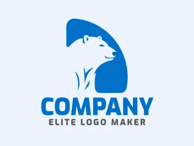 Un logotipo minimalista que emplea el espacio negativo, presentando un oso polar en un azul sereno.