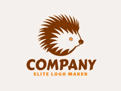 Logotipo animal creado con formas abstractas que forman un puerco espín en colores marrón y naranja.