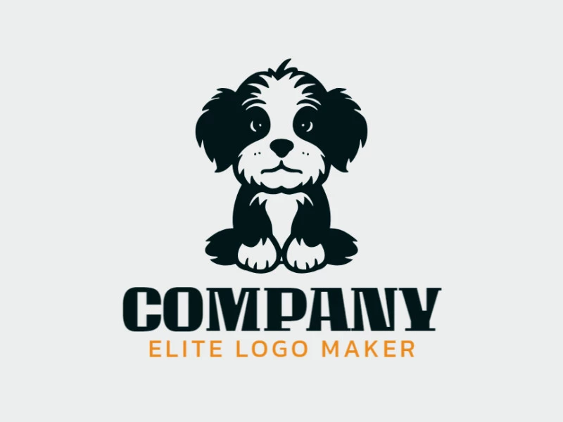 Logotipo vectorial en forma de un perrito con diseño infantil y color negro.