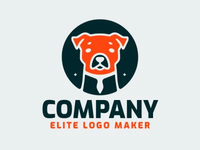 El logotipo presenta un estilo infantil con un lindo perrito en tonos de naranja y negro. Conlleva una sensación de juguetón y alegría, manteniendo un diseño sencillo y encantador.