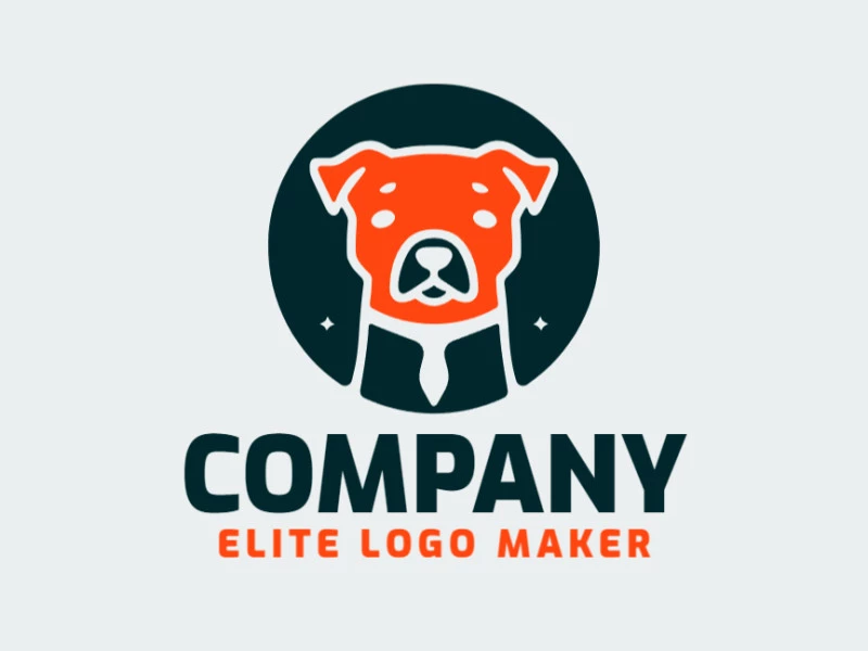 El logotipo presenta un estilo infantil con un lindo perrito en tonos de naranja y negro. Conlleva una sensación de juguetón y alegría, manteniendo un diseño sencillo y encantador.