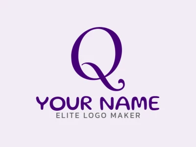 Diseño de logo con letra inicial apropiado que presenta la letra 'Q' morada y minimalista, ideal para una identidad de marca elegante y profesional.