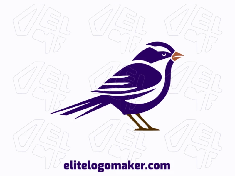 Pájaro Morado Logotipos Para Las Empresas Logotipo disponible para venta en forma de un pájaro morado con estilo abstracto y colores marrón, violeta, y amarillo oscuro.