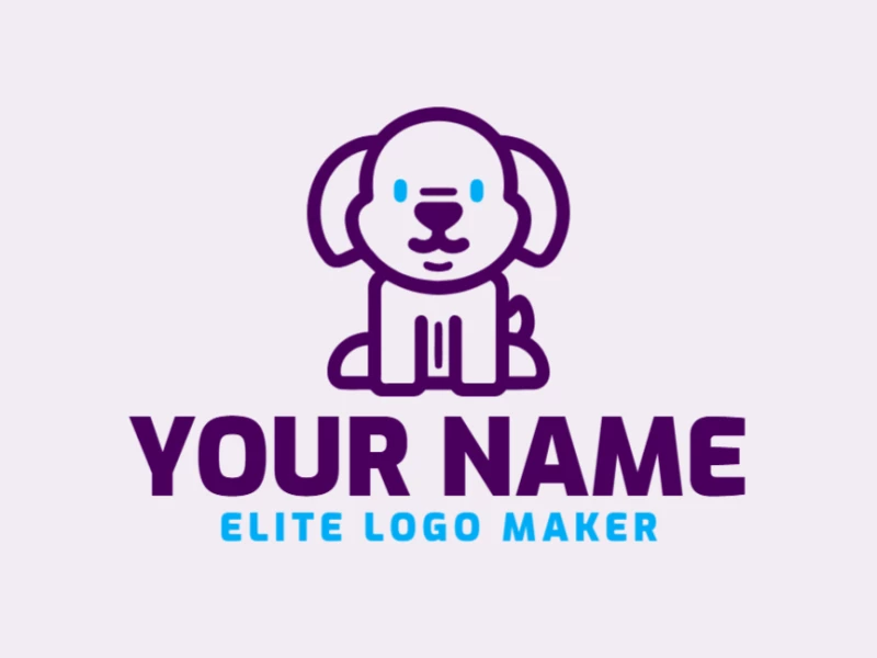 Un logotipo animal excelente con un perro morado, diseñado con formas audaces y detalles vibrantes para una apariencia impactante y memorable.