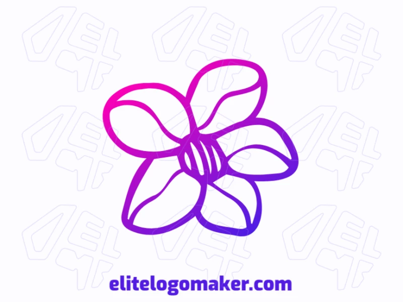 Logotipo barato en gradiente con una flor morada, diseñado con transiciones suaves y colores vibrantes para una identidad visual simple pero impactante.