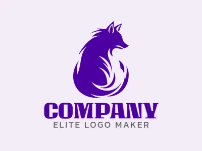 Logotipo con diseño creativo, formando un zorro morado con estilo animal y colores personalizables.