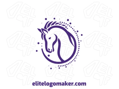 Logotipo elegante en estilo mascota con un caballo morado y diseño artístico.