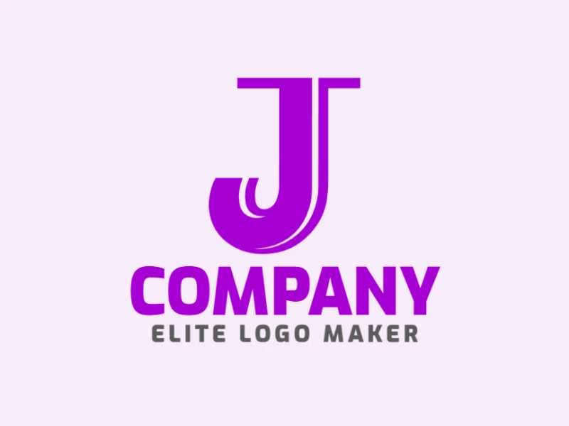 Un logotipo minimalista y hermoso con la letra 'J' en color púrpura, diseñado con simplicidad y elegancia para una estética moderna.