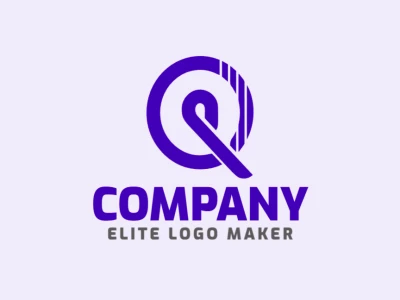 Un logotipo minimalista con la letra 'Q' morada, que ofrece un diseño personalizable destacando calidad y simplicidad moderna.