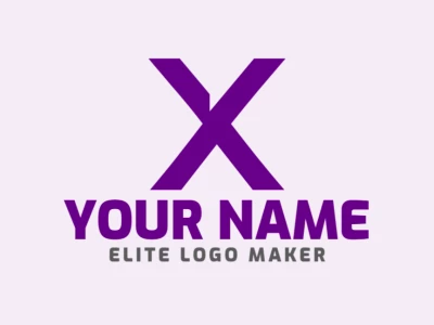 Un logotipo simple de la letra 'X' morada con formas vectoriales editables y limpias para un diseño versátil.