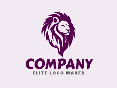 Logotipo ideal para diferentes empresas en forma de un león morado con un estilo mascota.