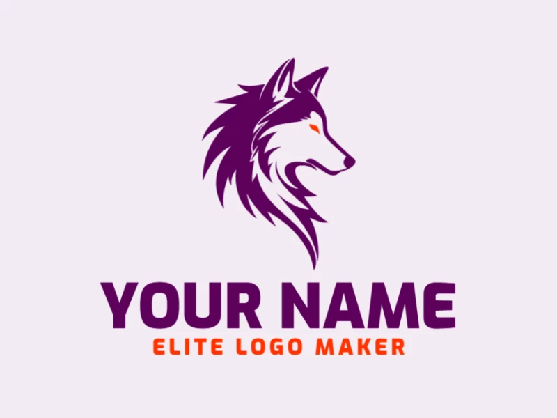 Un logotipo de mascota de lobo morado diseñado para generar impacto, creado con un quick logo maker para una identidad audaz y memorable.