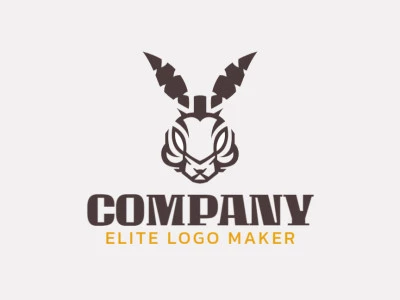 Logotipo personalizable en forma de un conejo compuesto por un estilo simétrico y color marrón.